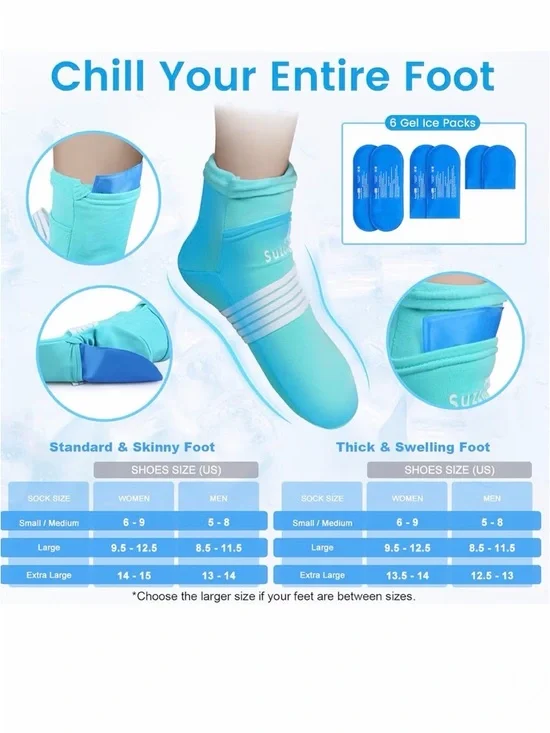 Blue SuzziPad Cold Socks🧦& Hand Ice🧊Pack Cooling Gloves🧤S/M - Picture 7 of 9